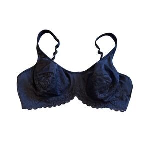 Vanity Fair Black Lace‎ Trim Comfort Bra 36D Lingerie Sexy Goth